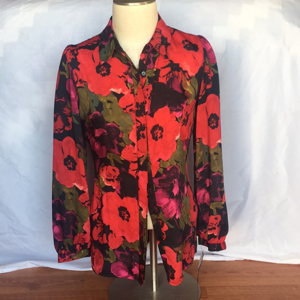 Poppy floral button up blouse